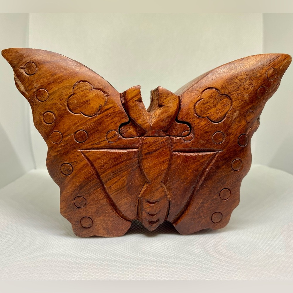 Wooden Butterfly Trinket Box